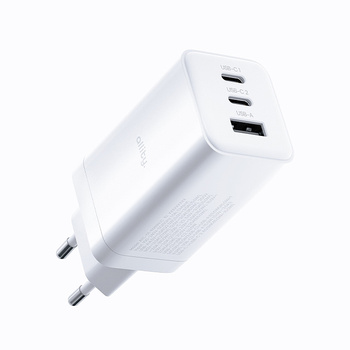 Allity GaN PD QC mains charger ATC-01-65WACC 2x USB-C + 1x USB-A 65W white