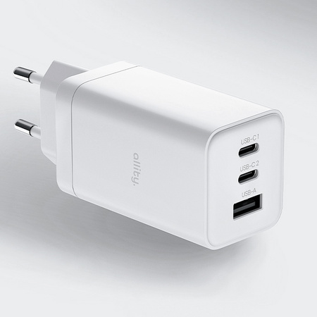 Allity GaN PD QC síťová nabíječka ATC-01-65WACC 2x USB-C + 1x USB-A 65W bílá