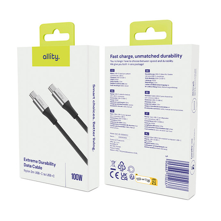 Allity kabel AUC-01 USB-C - USB-C 1,0 m 100W černý