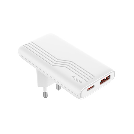 Chargeur mural Allity GaN PD QC ATC-02-65WAC 1x USB-C + 1x USB-A 65W Blanc