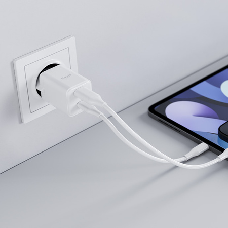 Allity GaN PD QC mains charger ATC-01-30WAC 1x USB-C 1x USB-A 30W white