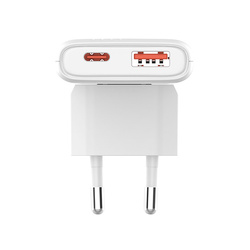 Chargeur mural Allity GaN PD QC ATC-02-65WAC 1x USB-C + 1x USB-A 65W Blanc