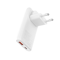 Chargeur mural Allity GaN PD QC ATC-02-65WAC 1x USB-C + 1x USB-A 65W Blanc