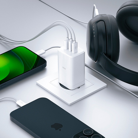 Allity GaN PD QC síťová nabíječka ATC-01-65WACC 2x USB-C + 1x USB-A 65W bílá