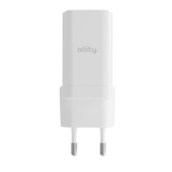 Allity GaN PD QC mains charger ATC-01-45WAC 1x USB-C 1x USB-A 45W white