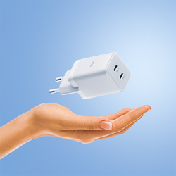 Allity GaN PD QC chargeur secteur ATC-01-45WCC 2x USB-C 45W blanc