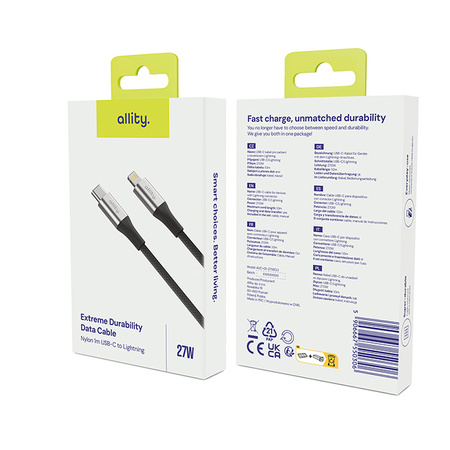 Allity cable AUC-01 USB-C - Lightning 1.0 m 27W black