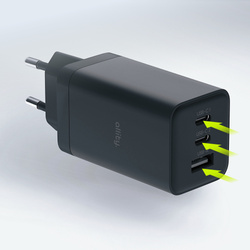 Allity GaN PD QC síťová nabíječka ATC-01-65WACC 2x USB-C + 1x USB-A 65W černá