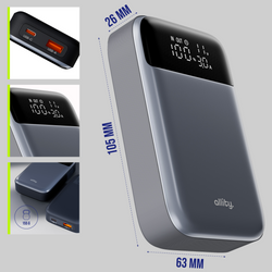 Allity powerbank APB-200 PD QC 33W 10000 mAh šedá
