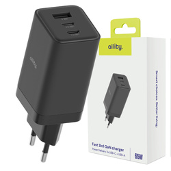 Allity ładowarka sieciowa GaN PD QC ATC-01-65WACC 2x USB-C + 1x USB-A 65W czarna
