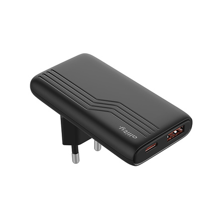 Chargeur mural Allity GaN PD QC ATC-02-65WAC 1x USB-C + 1x USB-A 65W Noir