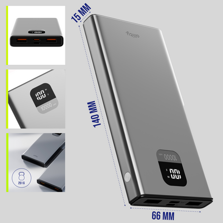 Allity powerbank APB-100 PD QC 22,5W 10000 mAh šedá