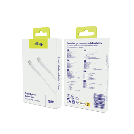 Allity AUC-02 USB-C - USB-C 1.0m 100W cable white