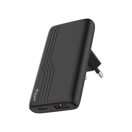 Chargeur mural Allity GaN PD QC ATC-02-65WAC 1x USB-C + 1x USB-A 65W Noir