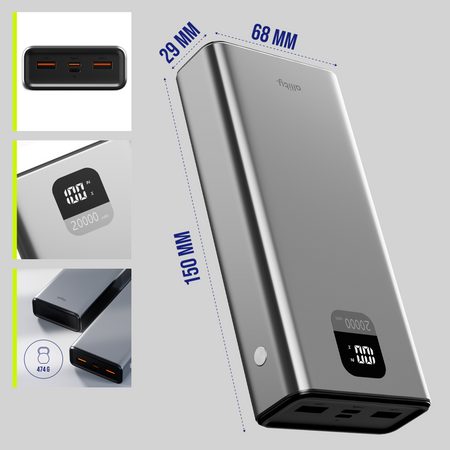 Allity powerbank APB-100 PD QC 22.5W 20000 mAh gris