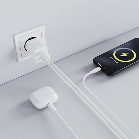 Мережевий зарядний пристрій Allity GaN PD QC ATC-01-20WAC 1x USB-C 1x USB-A 20W білий
