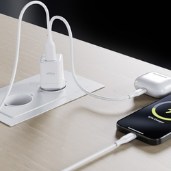 Allity ładowarka sieciowa GaN PD QC ATC-01-20WAC 1x USB-C 1x USB-A 20W biała